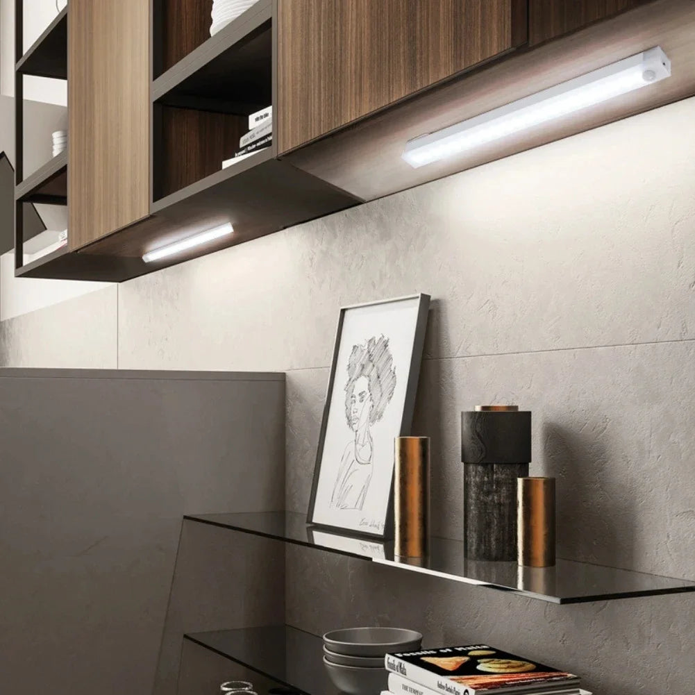 Wireless USB Rechargeable Motion Sensor LED Bar Light Induction Night Light Portable Cordless Magnetic Cabinet Lamp for Kitchen